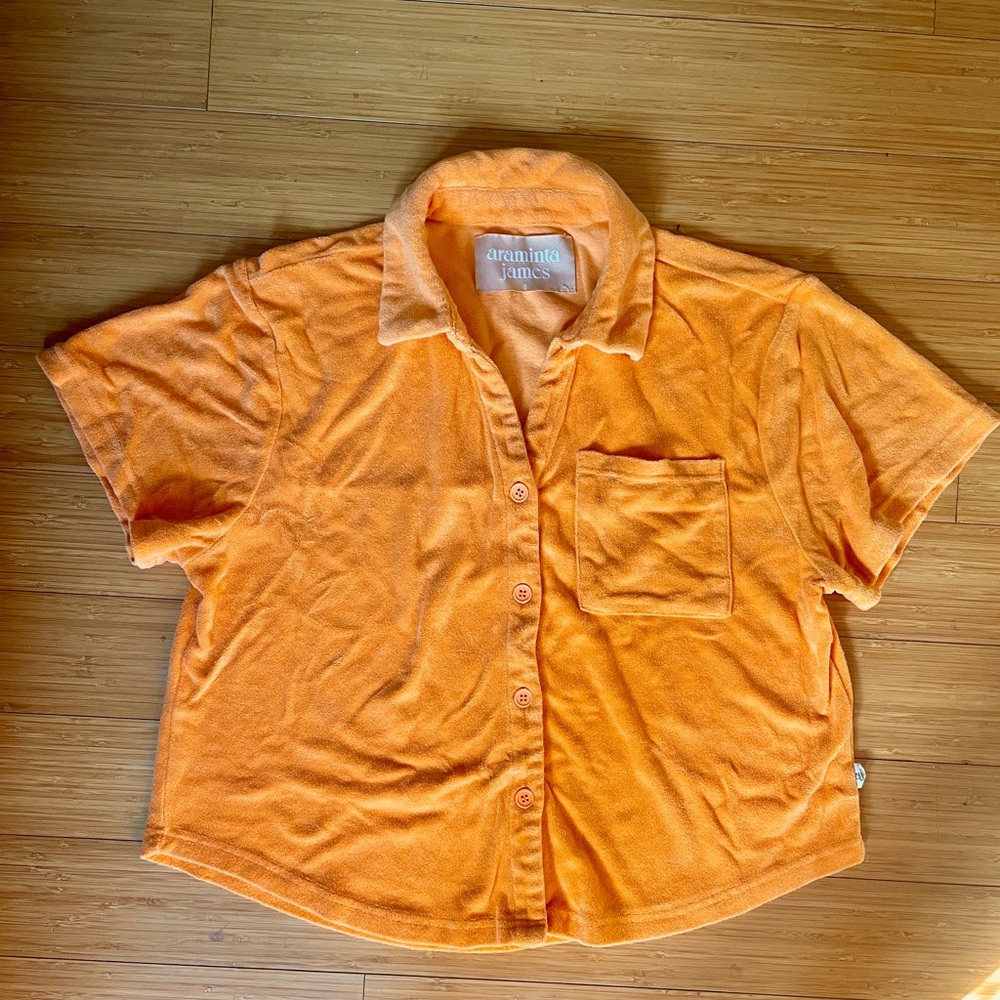 Araminta James Orange towel Button-Up Shirt flaw